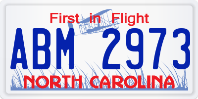 NC license plate ABM2973