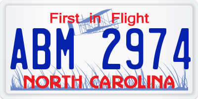 NC license plate ABM2974