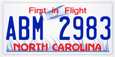 NC license plate ABM2983