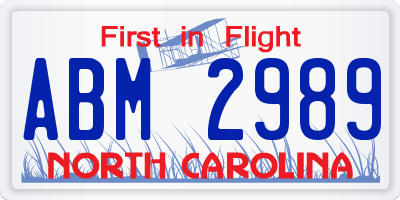 NC license plate ABM2989