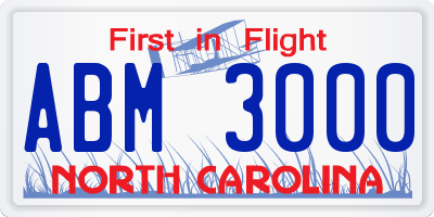 NC license plate ABM3000