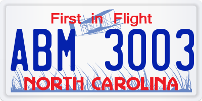 NC license plate ABM3003