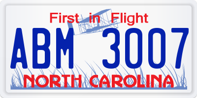NC license plate ABM3007