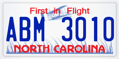 NC license plate ABM3010