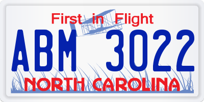 NC license plate ABM3022