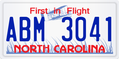 NC license plate ABM3041