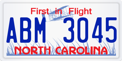 NC license plate ABM3045
