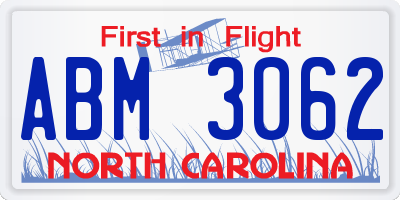 NC license plate ABM3062