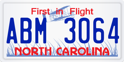 NC license plate ABM3064