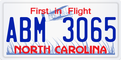 NC license plate ABM3065