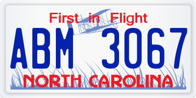NC license plate ABM3067