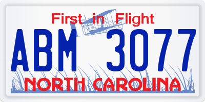 NC license plate ABM3077