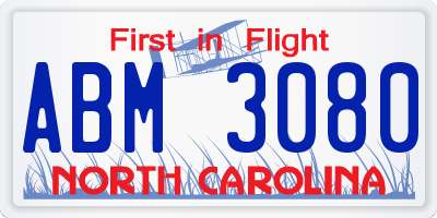 NC license plate ABM3080