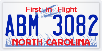 NC license plate ABM3082