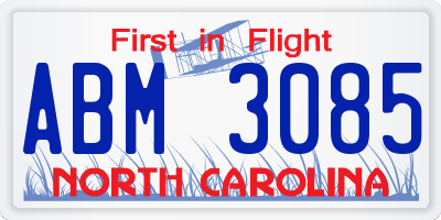 NC license plate ABM3085