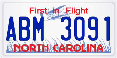 NC license plate ABM3091