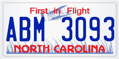 NC license plate ABM3093
