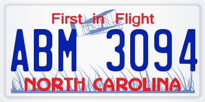 NC license plate ABM3094