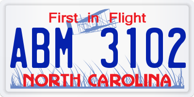 NC license plate ABM3102