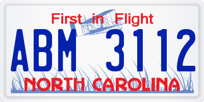 NC license plate ABM3112