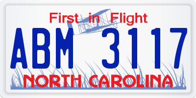 NC license plate ABM3117