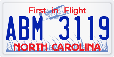 NC license plate ABM3119