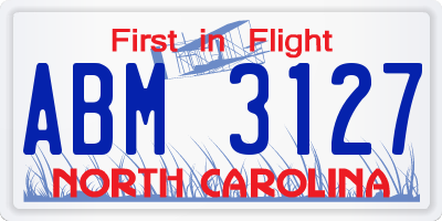 NC license plate ABM3127