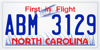 NC license plate ABM3129