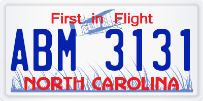 NC license plate ABM3131