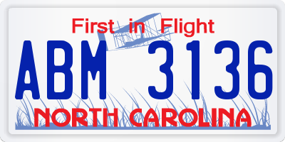 NC license plate ABM3136