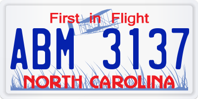 NC license plate ABM3137