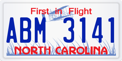 NC license plate ABM3141