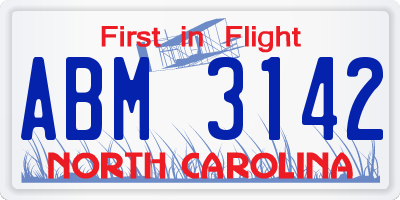 NC license plate ABM3142