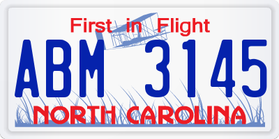 NC license plate ABM3145