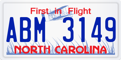 NC license plate ABM3149