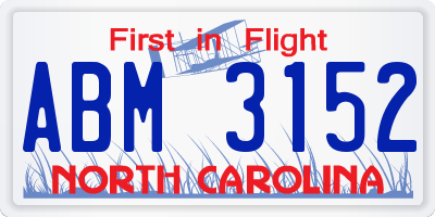 NC license plate ABM3152