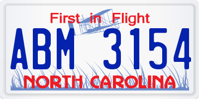 NC license plate ABM3154