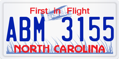 NC license plate ABM3155