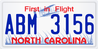 NC license plate ABM3156
