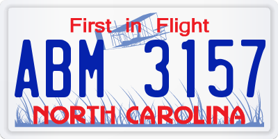 NC license plate ABM3157