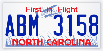 NC license plate ABM3158