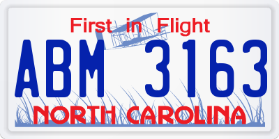 NC license plate ABM3163