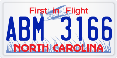 NC license plate ABM3166