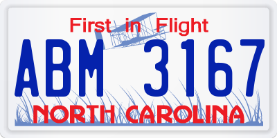 NC license plate ABM3167