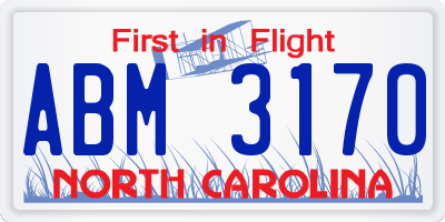 NC license plate ABM3170