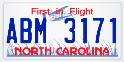 NC license plate ABM3171