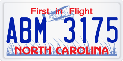 NC license plate ABM3175