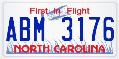 NC license plate ABM3176