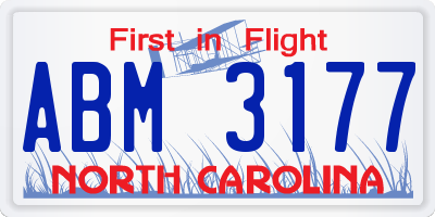 NC license plate ABM3177