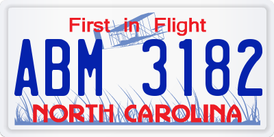 NC license plate ABM3182